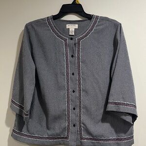 Bechamel Gray Blouse with Purple Accents
